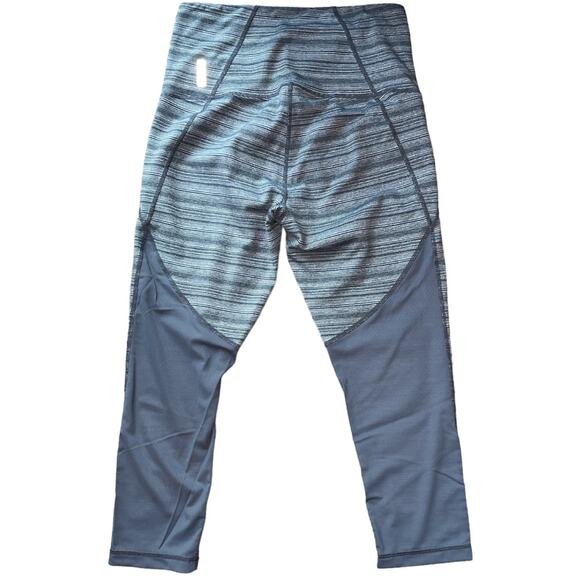 Zella Live In High Waisted Gray Mesh Stripe Yoga Crop Pant Size Small - Picture 3 of 8
